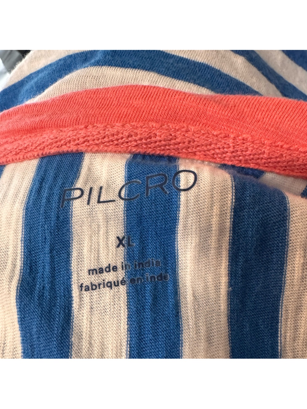 Pilcro The Jordyn Cotton Slub Crew Neck Oversized Tee -Blue, White, Pink - x-lg - Picture 10 of 12